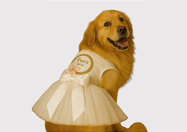 Vestido Pet para Cachorro Ano Novo Golden Retrivier Gaby Moda Pet
