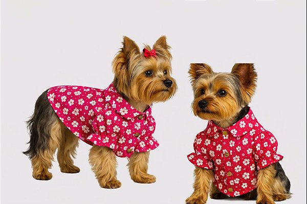 Camisa Pet Alfaiataria Pink Premium Gaby Moda Pet