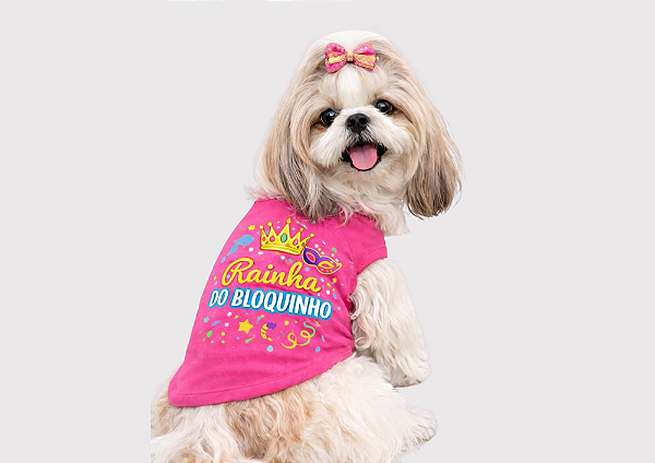 Camiseta Pet Rosa Carnaval Gaby Moda Pet
