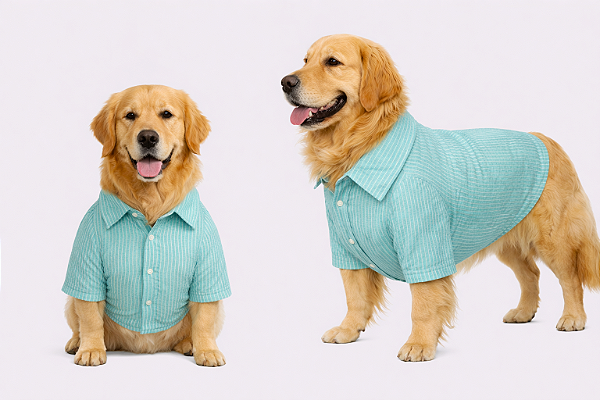 Camisa Pet Alfaiataria Listra Verde Premium Gaby Moda Pet Golden Retrivier