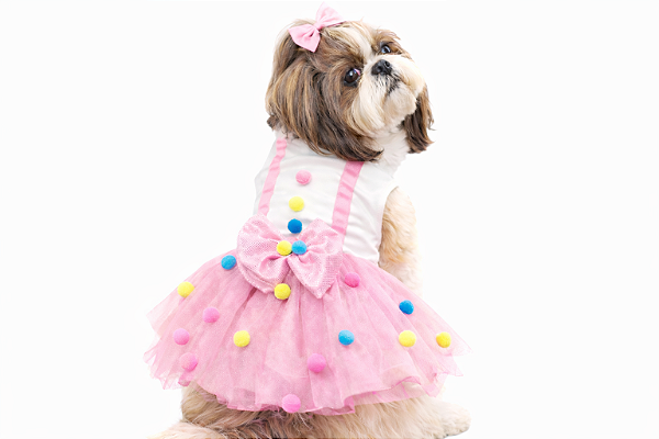 Fantasia Vestido para Cachorro Palhacinha Rosa Gaby Moda Pet