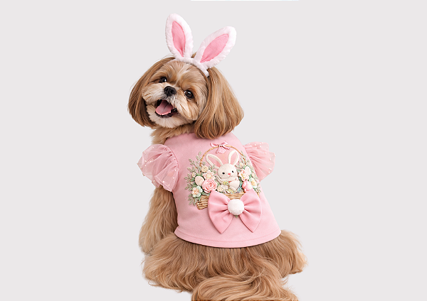 CAMISETA PET PÁSCOA ROSA GABY MODA PET
