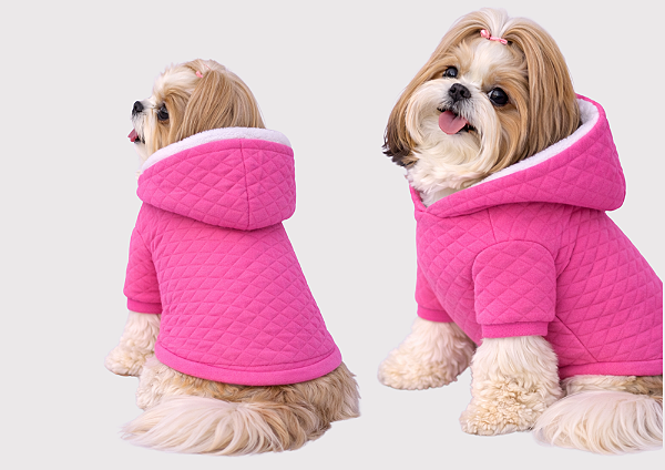 Roupa de Inverno para Cachorro com Capuz | Casaco Pet |Touca Peluciada Quente Pink