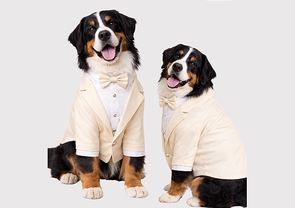 ROUPA TERNO PET PERSONALIZADA FESTA CASAMENTO BEGE AREIA MACHO PORTE GRANDE