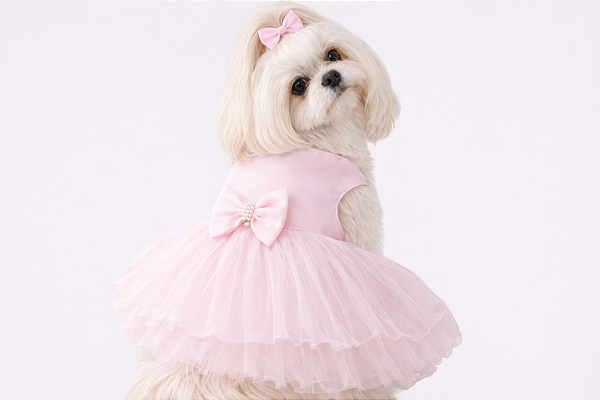 Vestido Pet Festa Luxo Boutique Rosa Bebê Gaby Moda Pet
