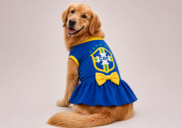 Vestido para Cachorro Copa Azul Golden Retrivier