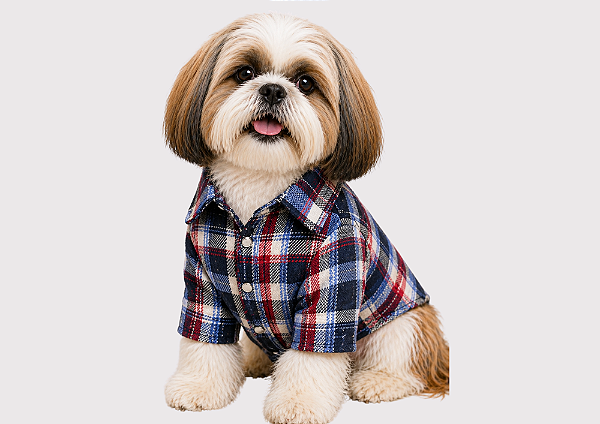Roupa Camisa Pet Porte Pequeno Xadrez Manga Longa Gaby Moda Pet
