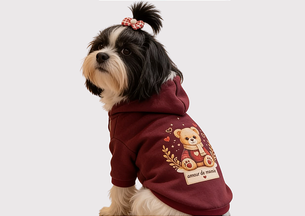 Blusa de Frio para Cachorro Moletom Ursinho Bordo Edição Limitada