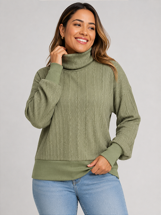 Coleção Tal Mãe Tal Pet | Blusa Feminina Tricô Verde Premium