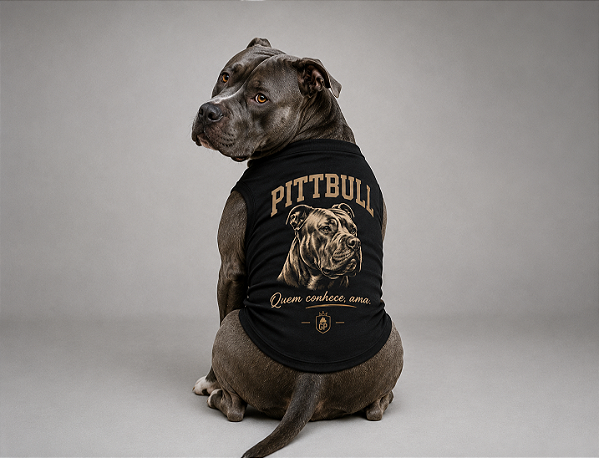 Camiseta Regata Preta Pitbull 100% Algodão Premium +Brinde Ecobag