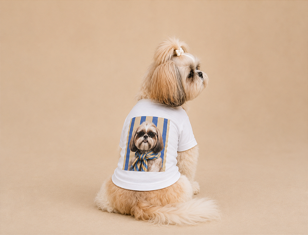 Camisetas T-Shirt para Pets em Algodão – Personalizadas com Estampas de Raças Shitzhu