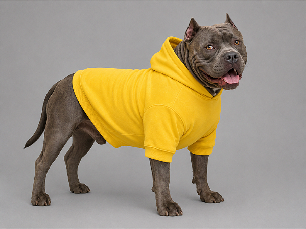 Moletom Pet Amarelo para Cães Médios e Grandes – 50% Poliéster 50 % Algodão Flanelado, Alta Durabilidade