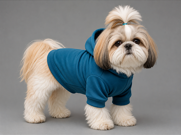 Blusa de Frio para Cachorro Pequeno com Capuz Moletom Azul Pet com Capuz em Moletom| Conforto para Cães