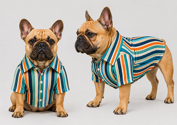 Camisa Pet Alfaiataria Listra Azul Premium Gaby Moda Pet