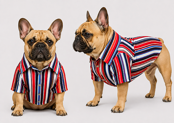 Camisa Pet Alfaiataria Listra Vermelha Premium Gaby Moda Pet