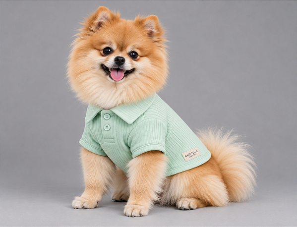 Roupa para Cachorro Polo Porte Pequeno Verde Blusa 100% Algodão Canelada