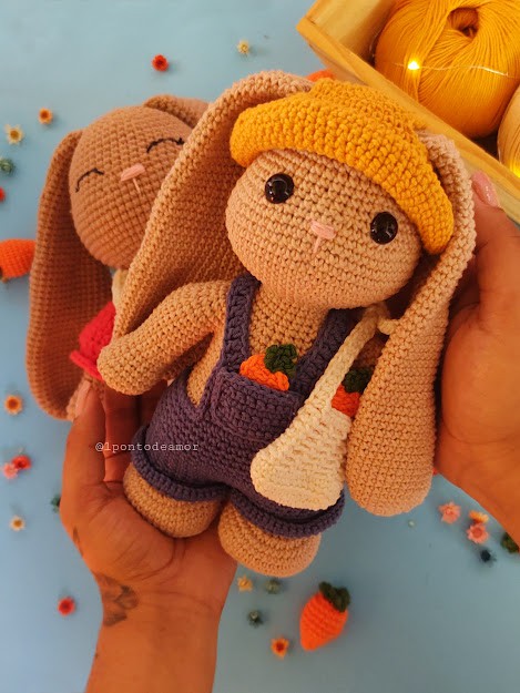 Coelhinho Jardineiro Ravi - Amigurumi/Pelúcia