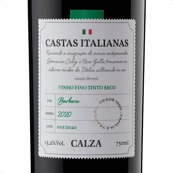Vinho Calza Castas Italianas Barbera