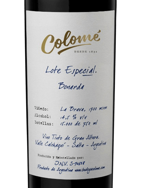 Vinho Colomé Lote Especial Bonarda