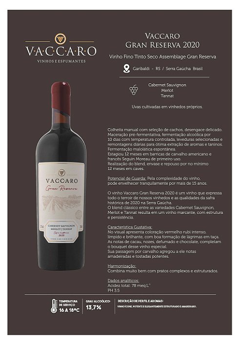 Vinho Vaccaro Gran Reserva Blend