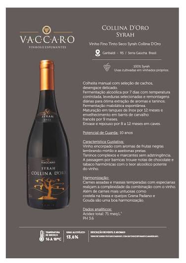 Vinho Vaccaro Collina d'Oro Syrah