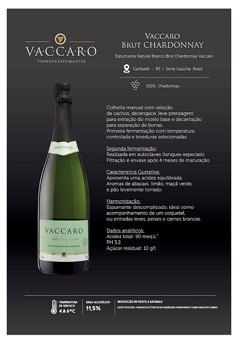 Espumante Vaccaro Brut Chardonnay
