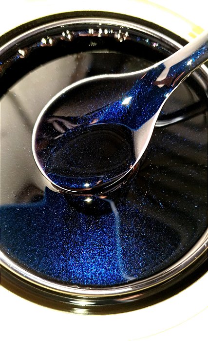 Tinta Preto Poliéster  Automotivo Com Pérolas Azul