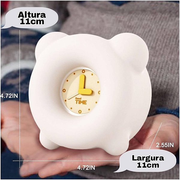 Luminaria Despertador e Relogio 3 em 1 sensivel ao toque