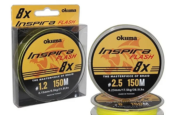 Linha Multifilamento Okuma Inspira Flash 8X 0.34mm  - 150m Amarela