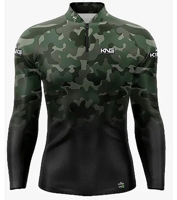 Camiseta de Pesca King - Preta e Camuflagem