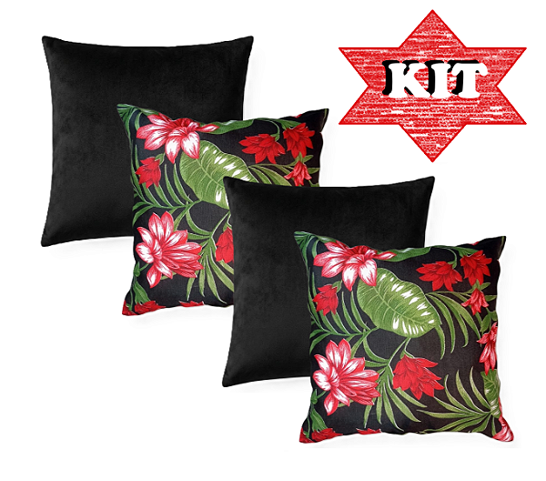 Kit 4 Almofadas Estampadas e Lisas (Cheias)