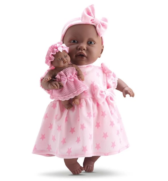 Boneca Bebê Honey Bee 50cm com Nenêm e Mamadeira