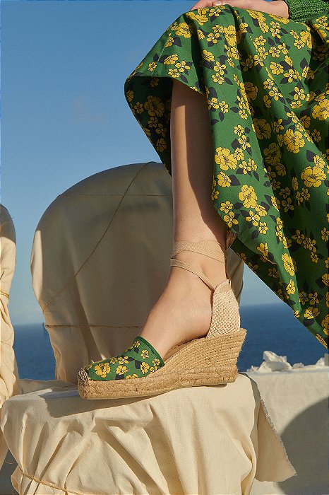 ESPADRILLE SALTO FLORAL VERDE