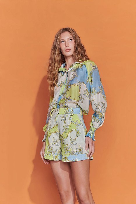 SHORT LUARA  ORQUÍDEA  LINHO