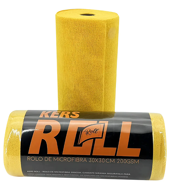 Kers Roll Toalha de Microfibra em Rolo 30x30cm 200gsm 50un Amarela
