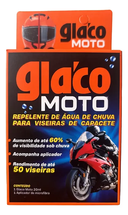 Glaco Moto 20ml - Repelente De Água Para Capacete 50 Viseiras - Soft99