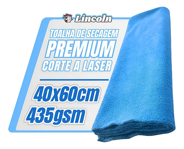 Toalha de Secagem Premium Azul 60x40 435gsm Lincoln