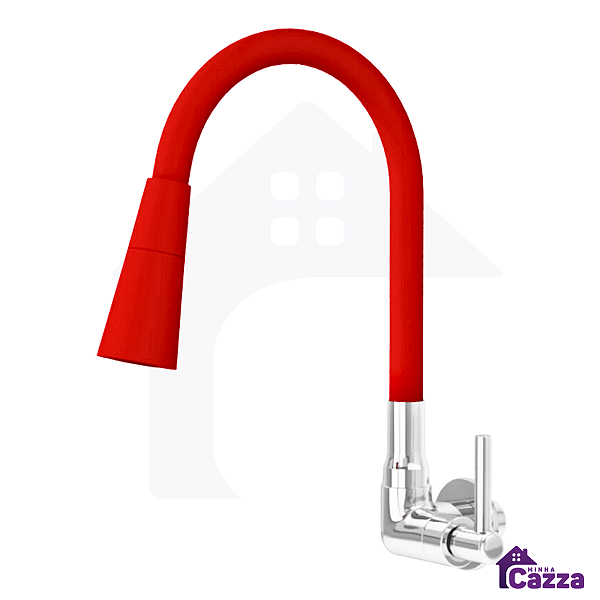 Torneira De Cozinha Flexível Silicone Parede 2 Jatos Luxo Vermelha 1/4 De Volta