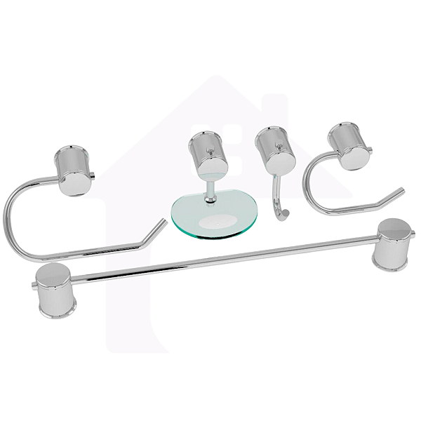 Kit Acessórios Para Banheiro 5 Peças Aço Inox Luxo cod01