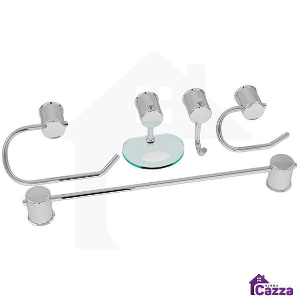 Kit Acessórios Para Banheiro 5 Peças Aço Inox Luxo