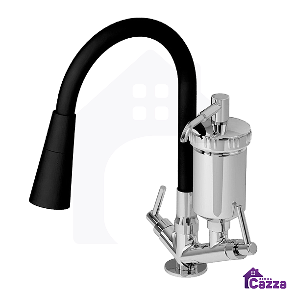 Torneira De Cozinha Flexível Filtro Bancada Luxo Preto Jato Duplo Cone 1/4 De Volta