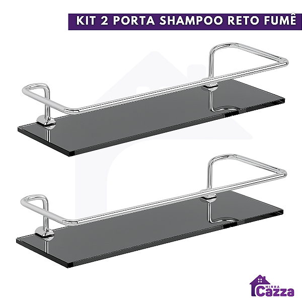 Kit 2 Porta Shampoo Reto Com Vidro Fumê