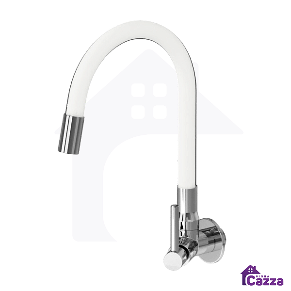 Torneira De Cozinha Flexível Slim Branca Parede 1/4 De Volta
