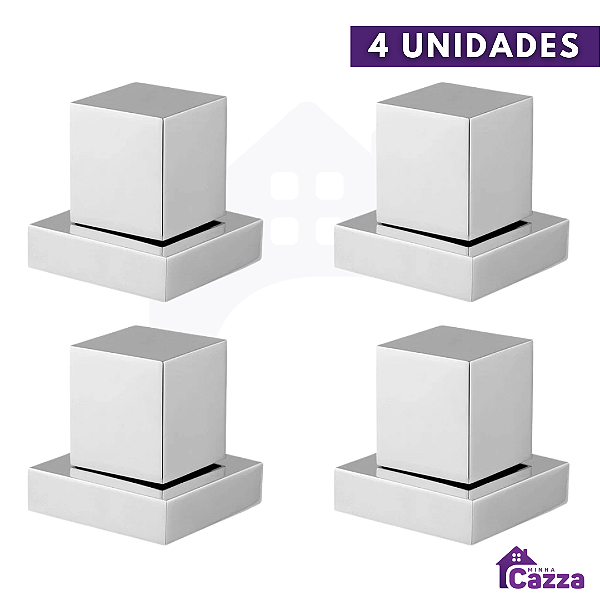 Kit 04 Acabamento Quadrado ABS Para Registro 1/2, 3/4 Cromado