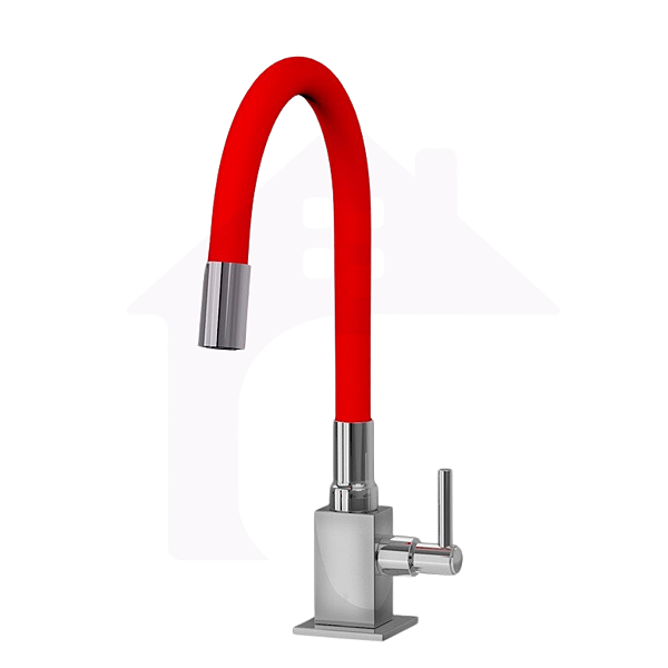 Torneira cozinha Quadra Luxo Vermelho Bancada Cano de Silicone Flexível COD-1130-8