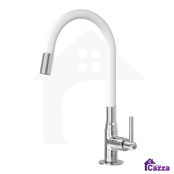 Torneira De Cozinha Flexível Slim Silicone Bancada Branca Luxo 1/4v