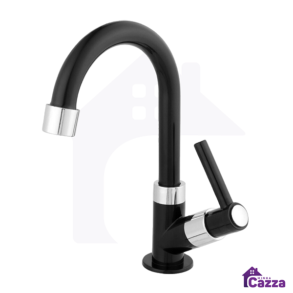 Torneira De Banheiro Bica Móvel Bancada Preta ABS 1/4 Volta