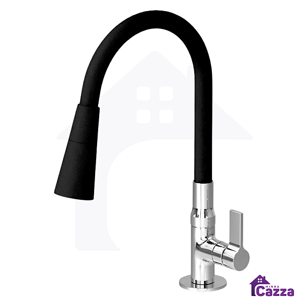 Torneira Gourmet Flexível Bancada Preto Para Cozinha 1/4v