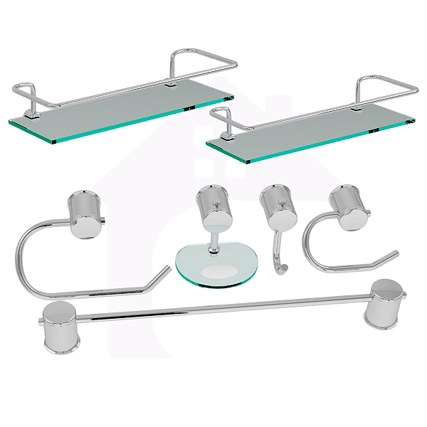 Kit Acessórios Para Banheiro Luxo + 2 Porta Shampoo Reto cod561