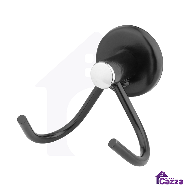 Gancho Cabide Duplo Banheiro Toalha Aço Inox Preto Fosco